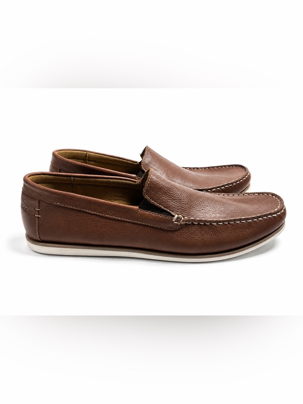 Hush Puppies Men’s Size 15 Brown Leather Moc Toe Slip On Loafers